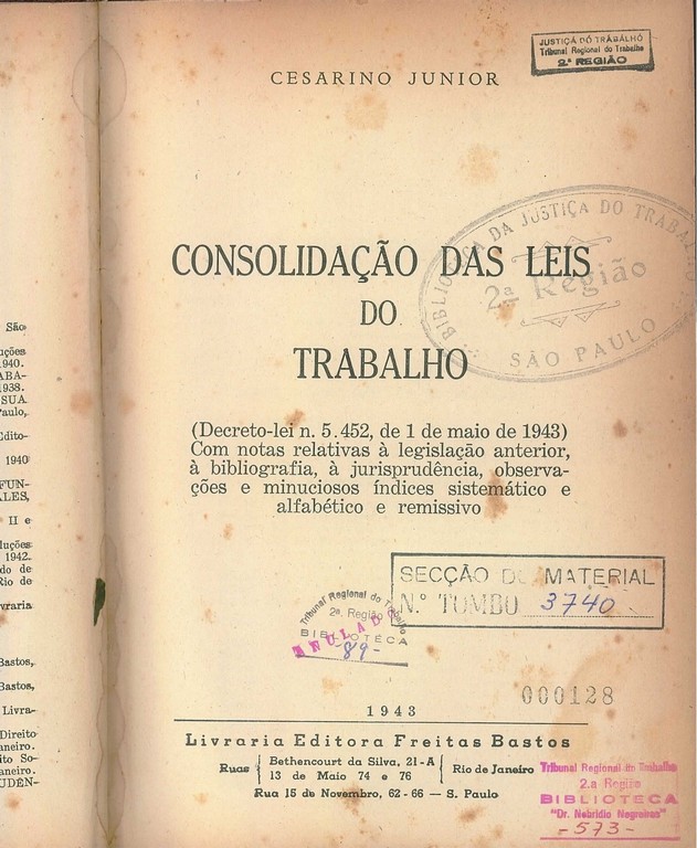 CLT, Cesarino Junior, biblioteca do TRT-2