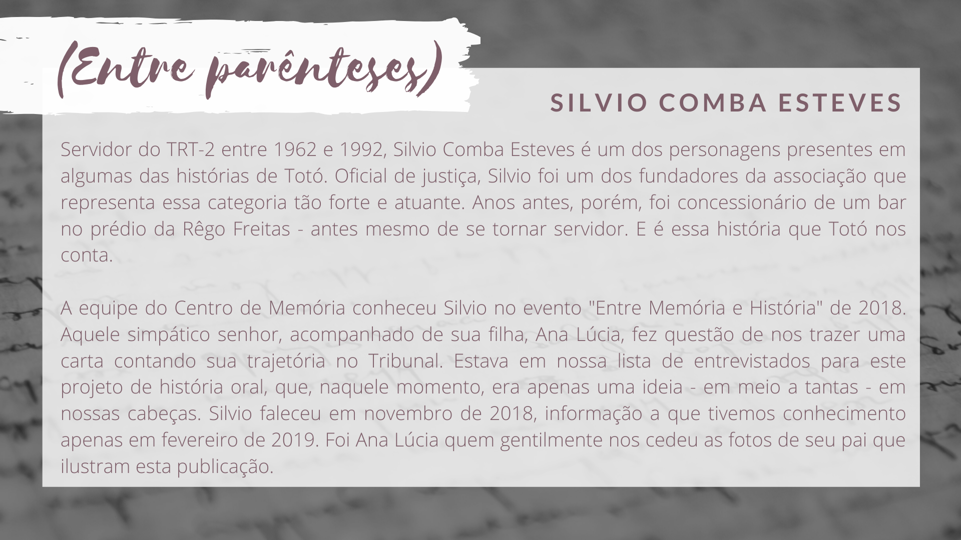 TRT-2, história oral, Silvio Comba Esteves
