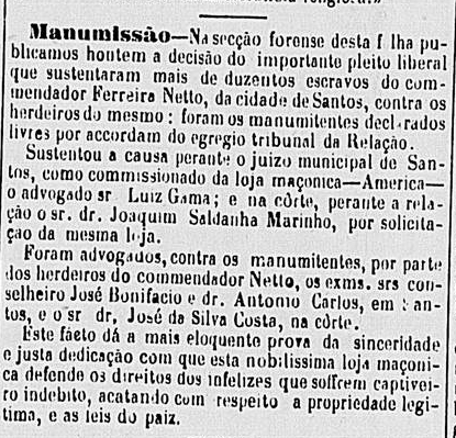 01-08-1872 - Luiz Gama liberta 200 escravos